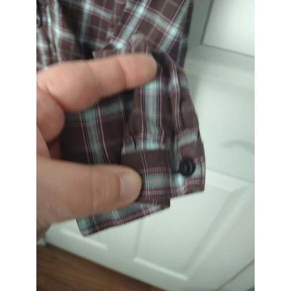 L.L. Bean Woman L Brown Plaid LS Button Front Pleated Side Slit  Shirt Casual - Picture 6 of 8